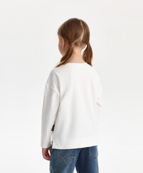 Лонгслив для девочки прямой свободной формы с декором молочный  (116) Gulliver