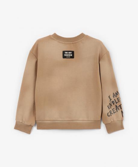 Свитшот для мальчика из футера с начесом бежевый  (110) Gulliver