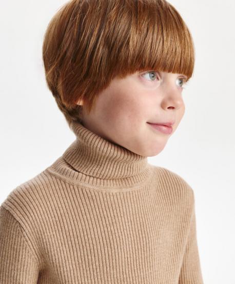 Водолазка для мальчика вязаная бежевая Gulliver