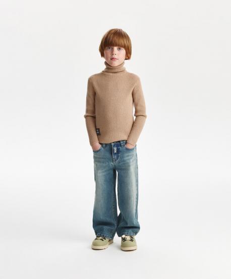 Водолазка для мальчика вязаная бежевая Gulliver