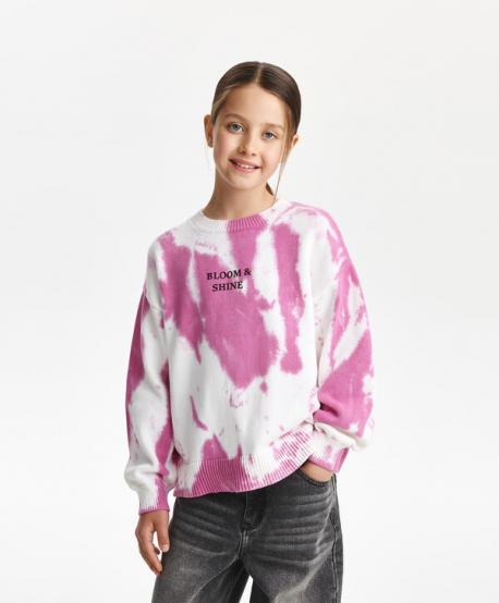 Джемпер вязаный для девочки силуэта умеренный оверсайз мультицвет  (146) Gulliver