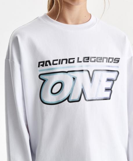 Лонгслив для девочки свободной формы с принтом белый  (146) Gulliver