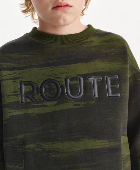 Свитшот для мальчика силуэта умеренный оверсайз с рисунком хаки  (164) Gulliver