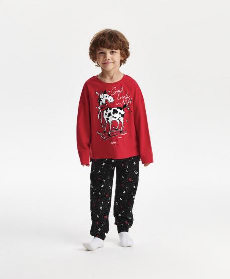 Пижама для мальчика из трикотажа с принтом мультицвет Gulliver