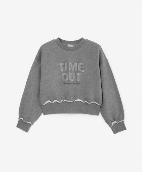 Свитшот для девочки укороченный свободного кроя серый Gulliver