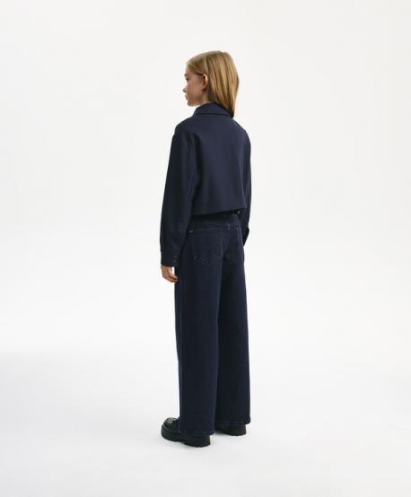 Жакет для девочки укороченный трикотажный синий Gulliver