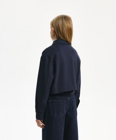 Жакет для девочки укороченный трикотажный синий Gulliver