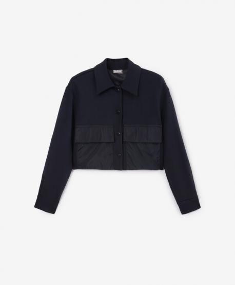 Жакет для девочки укороченный трикотажный синий Gulliver