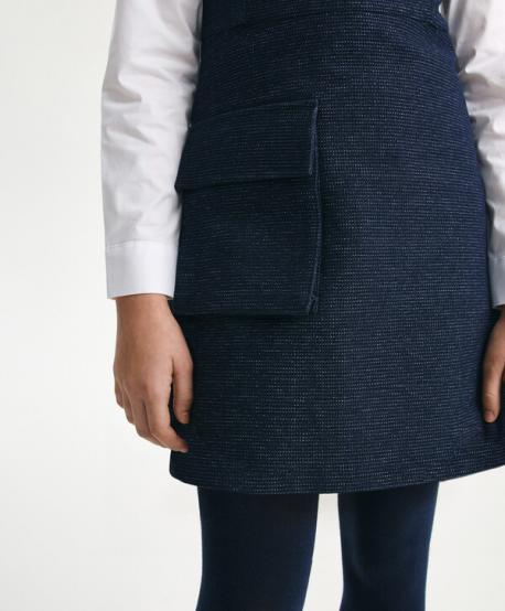 Платье-сарафан для девочки приталенный из фактурной ткани синий Gulliver