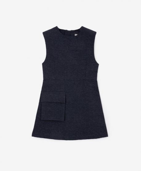 Платье-сарафан для девочки приталенный из фактурной ткани синий Gulliver