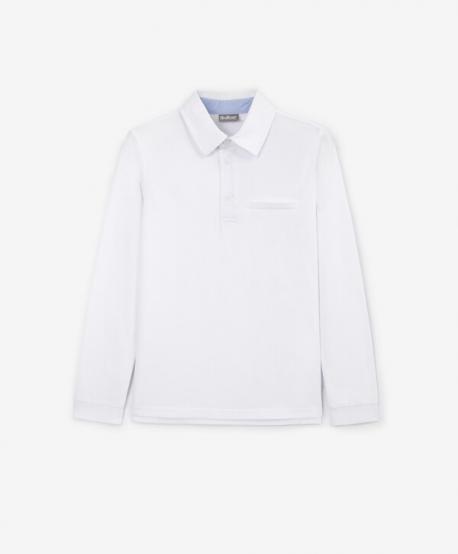 Поло с длинным рукавом для мальчика белое  (140) Gulliver