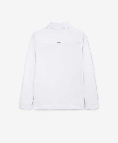 Поло с длинным рукавом для мальчика белое  (140) Gulliver