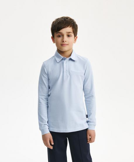 Поло с длинным рукавом для мальчика голубое  (164) Gulliver