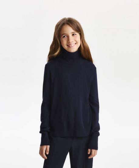 Водолазка для девочки вязаная синяя  (134) Gulliver