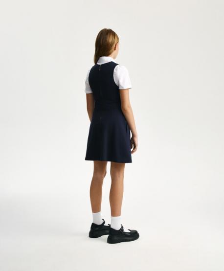 Платье-сарафан для девочки трикотажный приталенный синий  (158) Gulliver