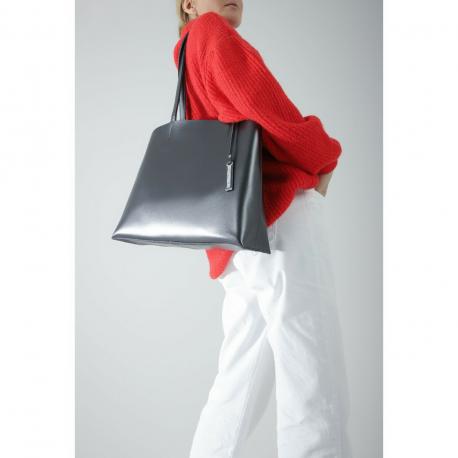 Сумка-тоут на молнии, наружный карман, цвет графит NO BRAND