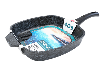 Сковорода-гриль литая квадратная 28х28см съемная ручка Байкал НМП