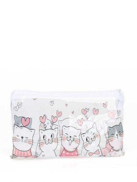 Косметичка-пенал на молнии, средний размер, с ярким рисунком, белая NO BRAND