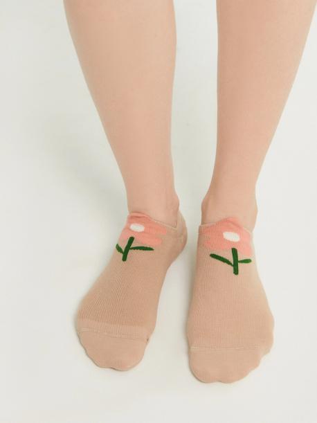 Носки женские коричневые с рисунком в виде цветов и 3-d рисунком на борту Mark Formelle