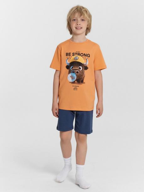 Комплект домашний для мальчиков коричневый с принтом и надписью Mark Formelle