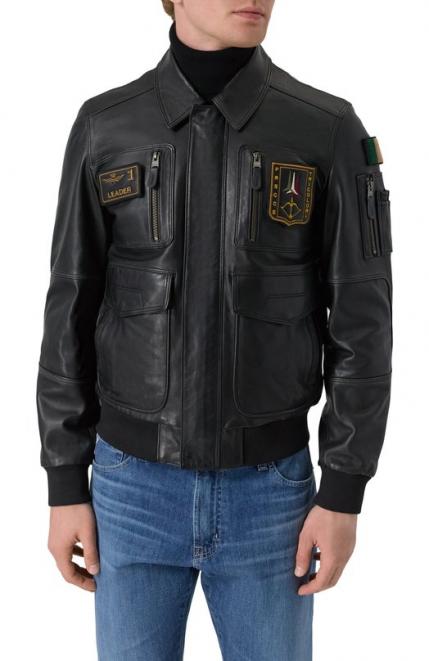 Кожаный бомбер Aeronautica Militare