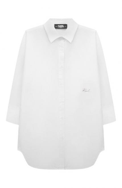 Хлопковое платье-рубашка KARL LAGERFELD KIDS