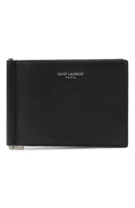 Кожаный зажим для купюр Saint Laurent