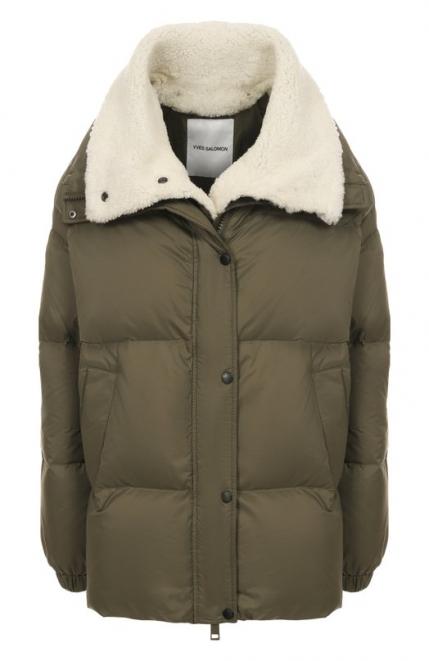 Пуховик с отделкой из овчины Yves Salomon