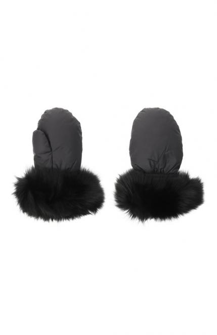 Пуховые варежки с отделкой из песца Yves Salomon Enfant