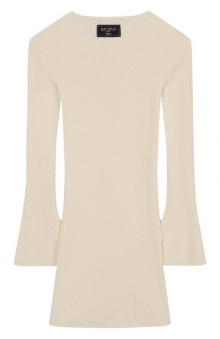 Платье из шерсти и хлопка Balmain