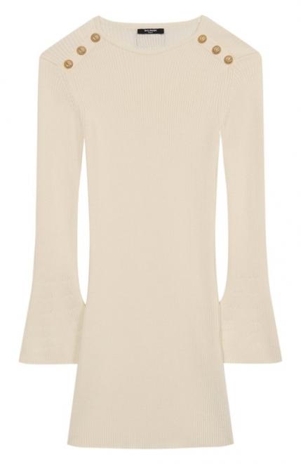 Платье из шерсти и хлопка Balmain