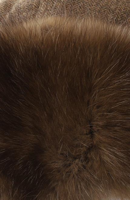 Кашемировая шапка-ушанка с мехом соболя FurLand