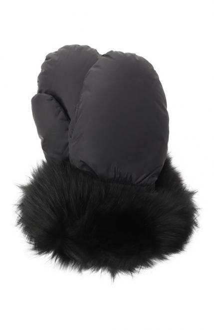 Пуховые варежки с отделкой из песца Yves Salomon Enfant