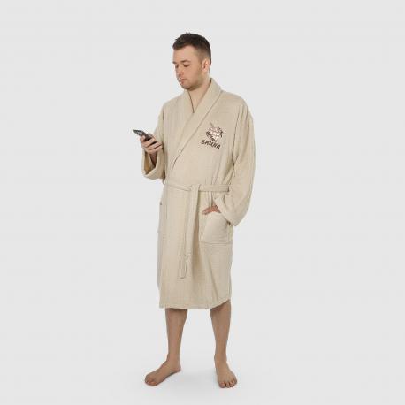 Халат мужской махровый с воротником  sauna brown xxxl Asil