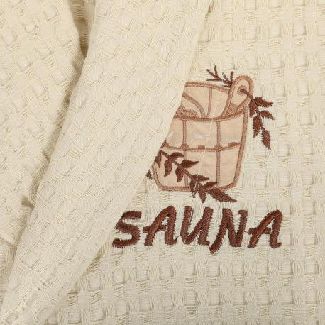 Халат женский  Sauna beige L вафельный с воротником Asil