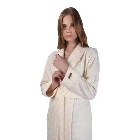 Халaт вафельный женский  Сенсо р.52 молочный Cleanelly