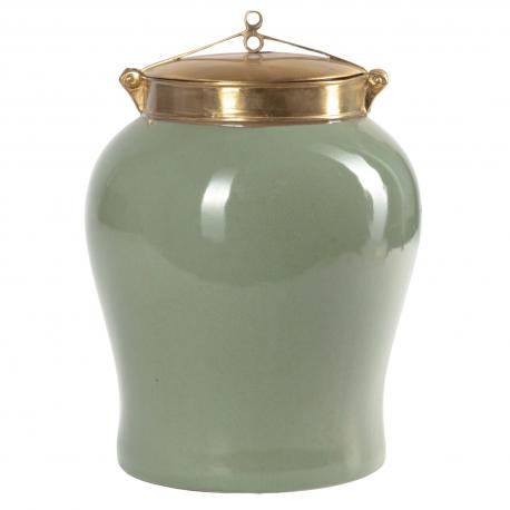 Ваза с крышкой  оливковая 19х19х26 см ГЛАСАР