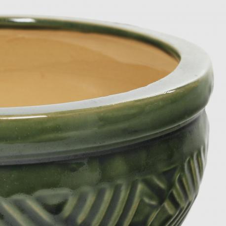 Горшок для цветов  с поддоном зеленый глянцевый d31 Viet Thanh