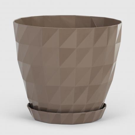 Горшок с поддоном  Crystal 13,5x13,5 см мокко Serinova