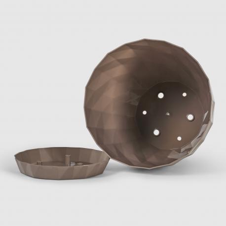 Горшок с поддоном  Crystal 13,5x13,5 см мокко Serinova