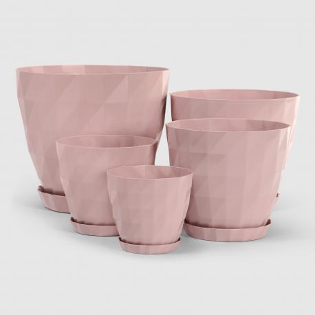 Горшок с поддоном  Crystal 13,5x13,5 см светло-розовый Serinova