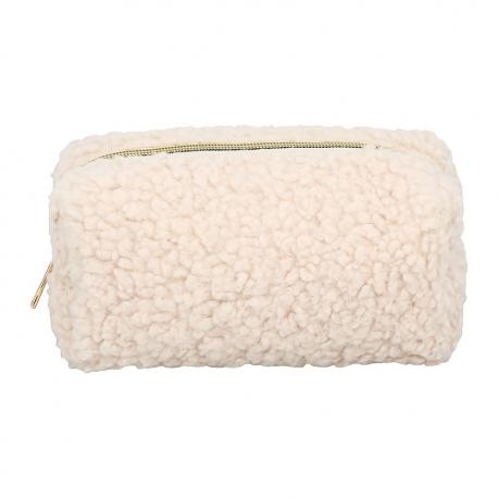 Косметичка  плюшевая бежевая 23,3х11,5х14 см LADY PINK
