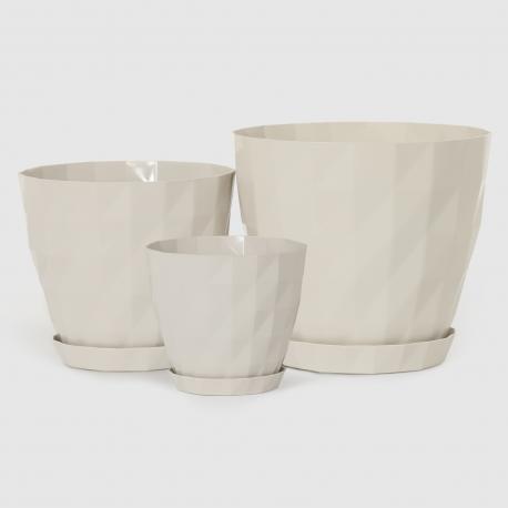 Горшок с поддоном  crystal 16x16 см бежевый Serinova