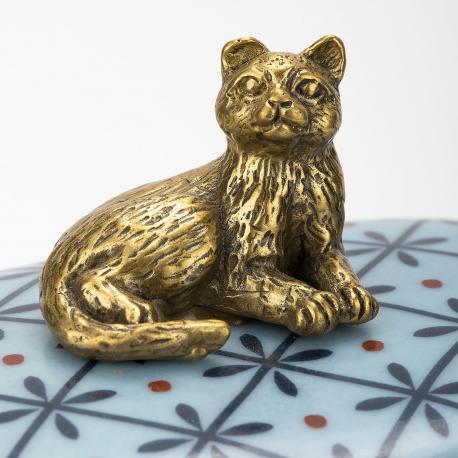 Шкатулка  на ножках с кошечкой голубая 13х9х12 см ГЛАСАР