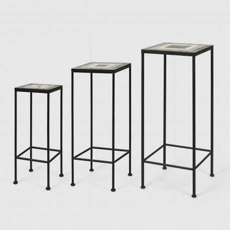 Подставка для цветов  с мозаикой Патио чёрная 25х60 см Heng yu