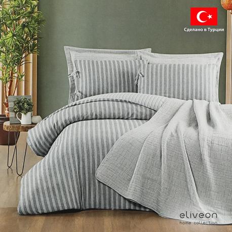 Комплект постельного белья  Евро хлопок/полиэстер черный Eliveon