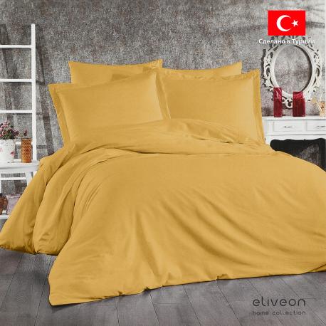 Комплект постельного белья  полуторный linen хлопок/лён желтый Eliveon