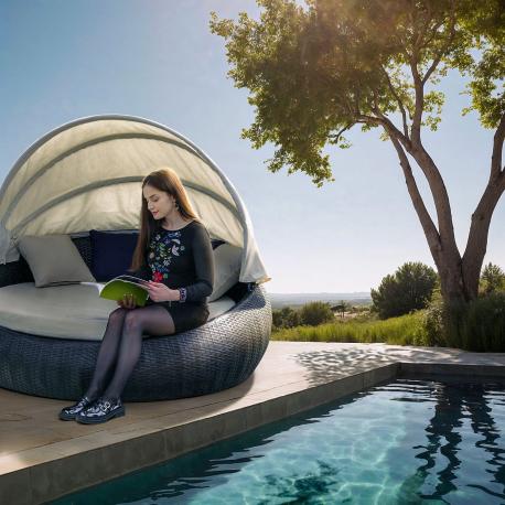 Диван-шезлонг  из искусственного ротанга, круглый D179,5х83х148см Greenpatio