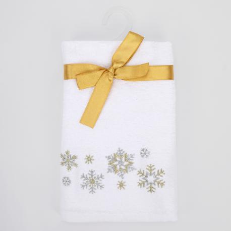 Полотенце  X-mas снежинки белый 40х70 см Erteks