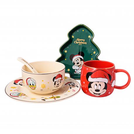 Набор посуды  новогодний Mickey Mouse & Friends белый 5 предметов Disney